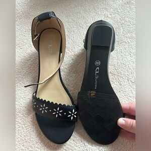 CL by Laundry Black sandals heel open toed sandals - NWOT